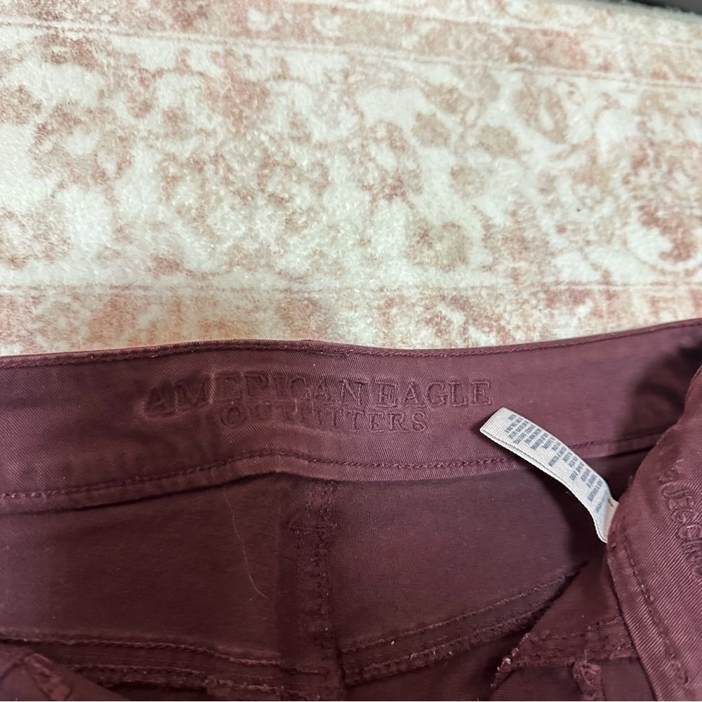 American Eagle Burgundy High Waisted Fitted Jeans - Picture 7 of 11